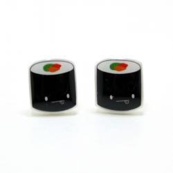 Maki Sushi Earrings - Black Sterling Silver Posts Studs Kawaii Cute